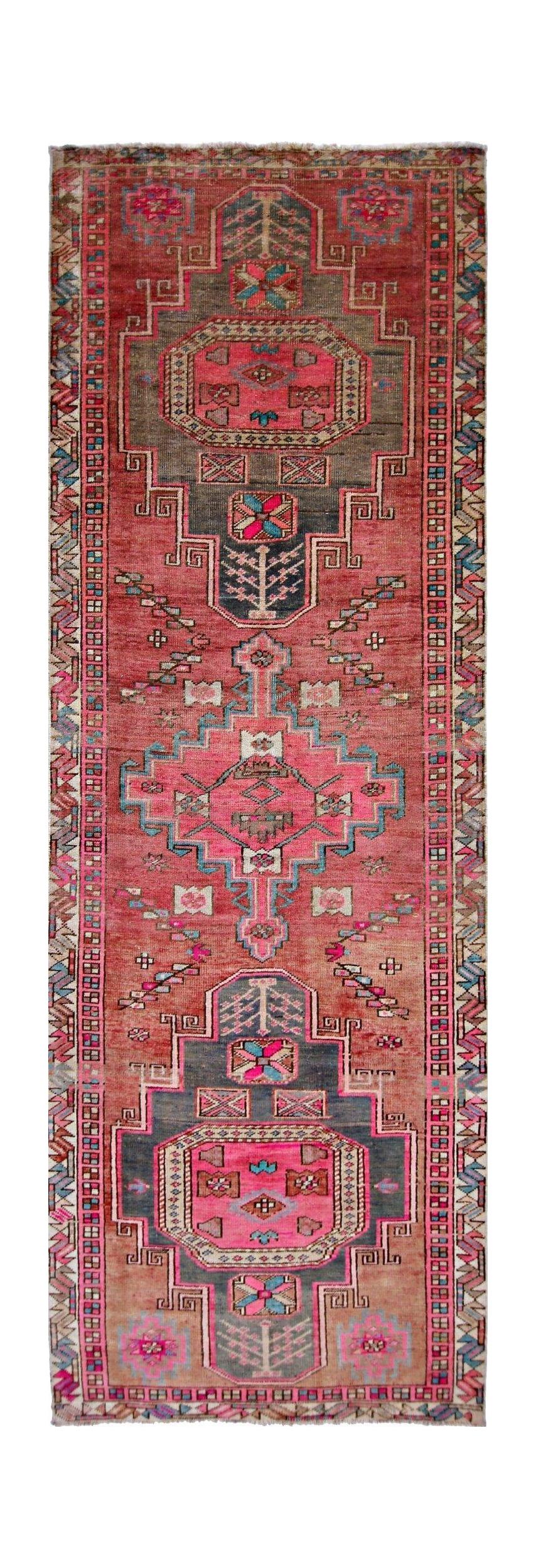 Handmade Vintage Persian Hallway Runner | 299 x 100 cm | 9'10" x 3'3" - Najaf Rugs & Textile