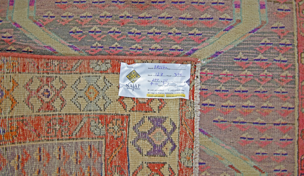 Handmade Vintage Persian Hallway Runner | 299 x 111 cm | 9'10" x 3'8" - Najaf Rugs & Textile