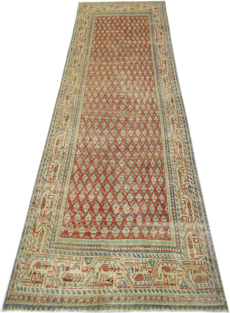 Handmade Vintage Persian Hallway Runner | 302 x 111 cm | 9'11" x 3'8" - Najaf Rugs & Textile