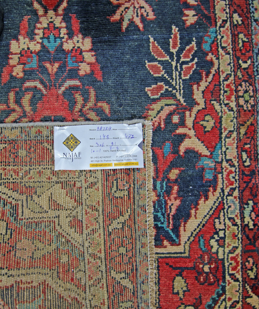 Handmade Vintage Persian Hallway Runner | 306 x 81 cm | 10'1" x 2'8" - Najaf Rugs & Textile