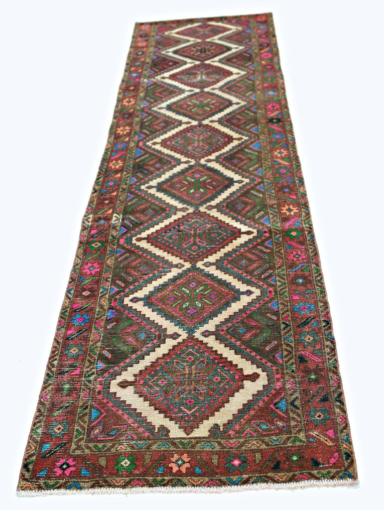 Handmade Vintage Persian Hallway Runner | 308 x 82 cm | 10'1" x 2'8" - Najaf Rugs & Textile