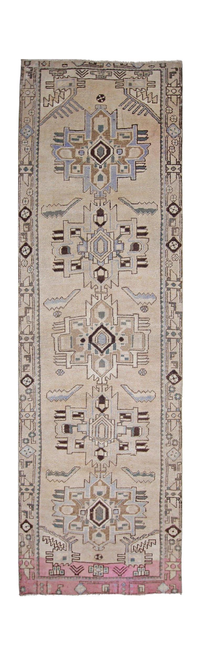 Handmade Vintage Persian Hallway Runner | 308 x 95 cm | 10'1" x 3'1" - Najaf Rugs & Textile