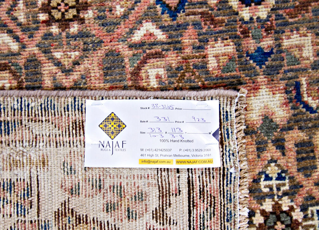 Handmade Vintage Persian Hallway Runner | 313 x 113 cm | 10'3" x 3'8" - Najaf Rugs & Textile