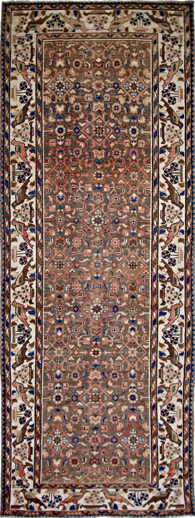 Handmade Vintage Persian Hallway Runner | 313 x 113 cm | 10'3" x 3'8" - Najaf Rugs & Textile