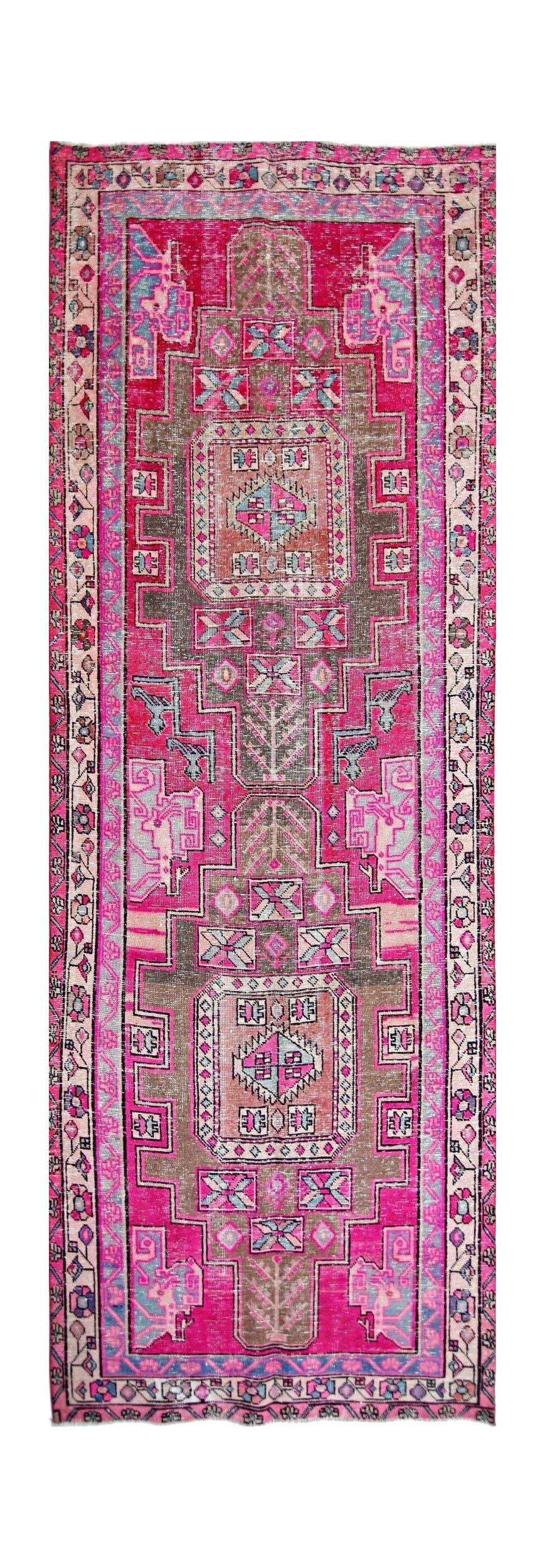 Handmade Vintage Persian Hallway Runner | 317 x 111 cm | 10'5" x 3'8" - Najaf Rugs & Textile