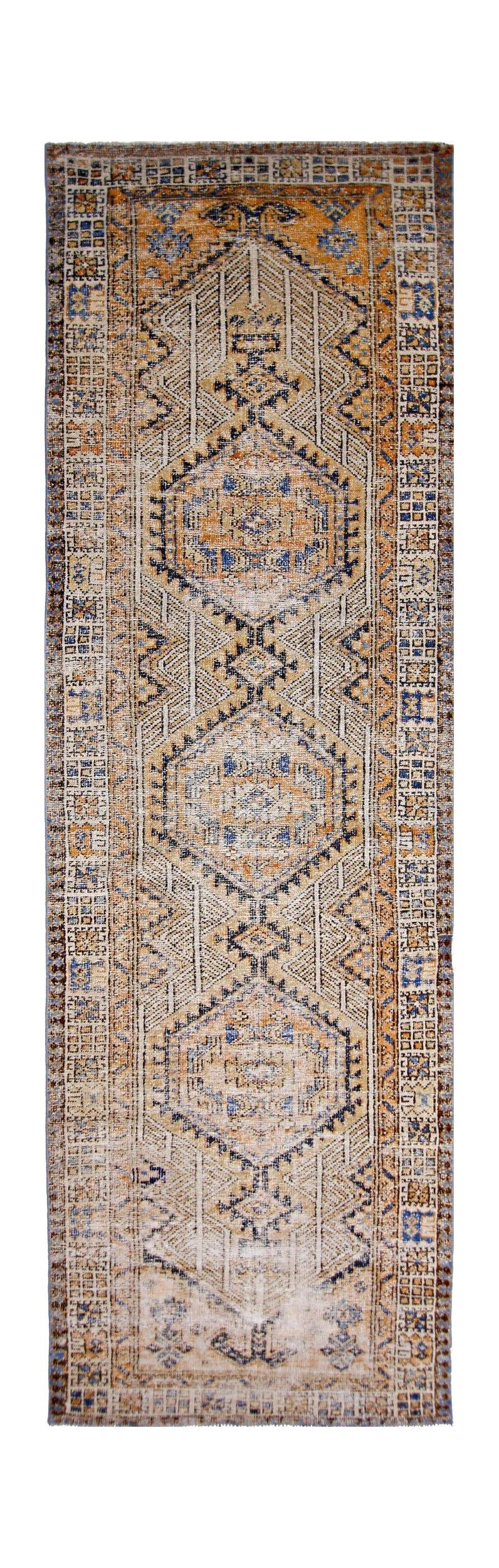 Handmade Vintage Persian Hallway Runner | 317 x 99 cm | 10'5" x 3'3" - Najaf Rugs & Textile