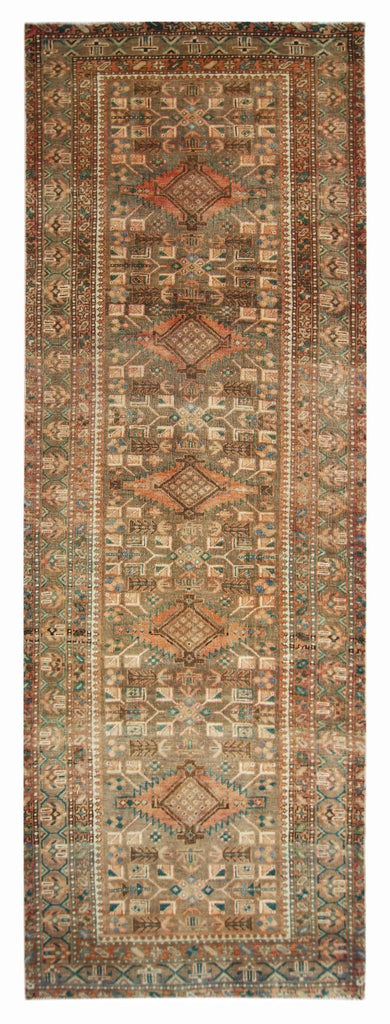 Handmade Vintage Persian Hallway Runner | 320 x 106 cm | 10'6" x 3'6" - Najaf Rugs & Textile