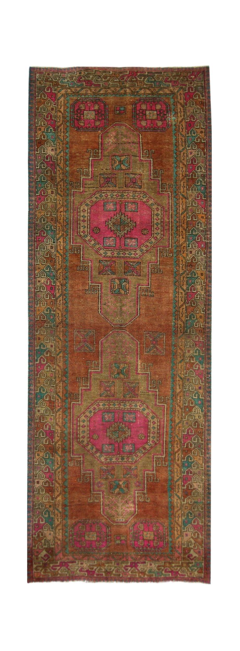 Handmade Vintage Persian Hallway Runner | 321 x 117 cm | 10'6" x 3'10" - Najaf Rugs & Textile