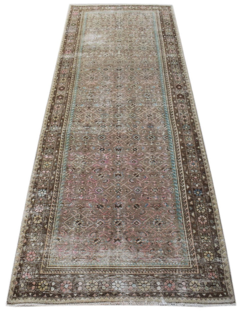Handmade Vintage Persian Hallway Runner | 326 x 112 cm | 10'9" x 3'8" - Najaf Rugs & Textile