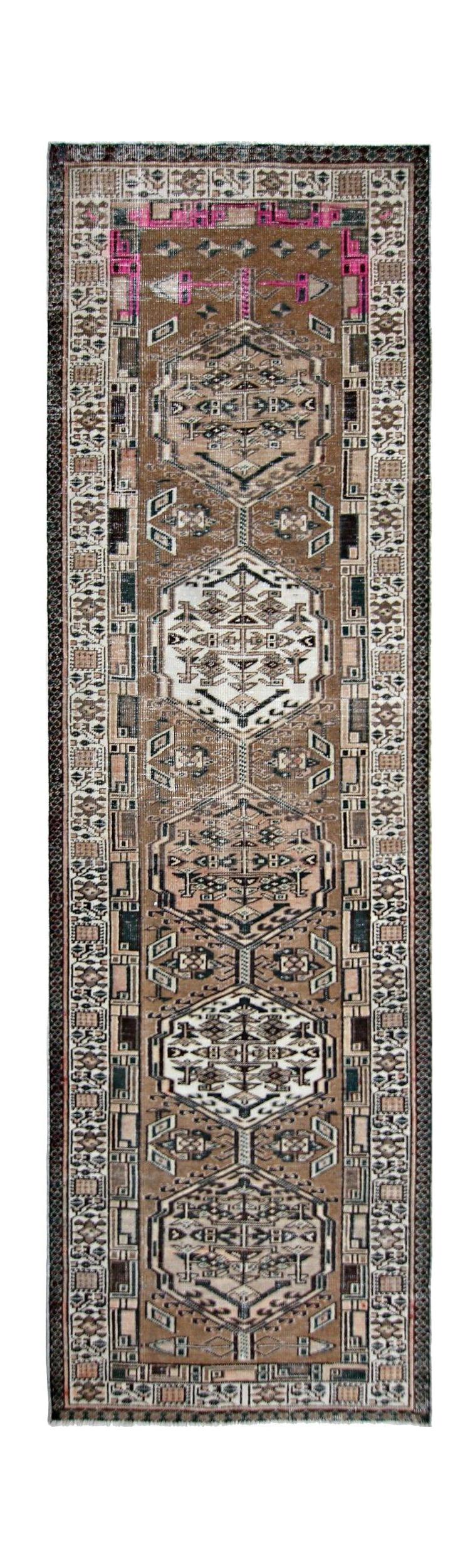 Handmade Vintage Persian Hallway Runner | 326 x 97 cm | 10'9" x 3'2" - Najaf Rugs & Textile