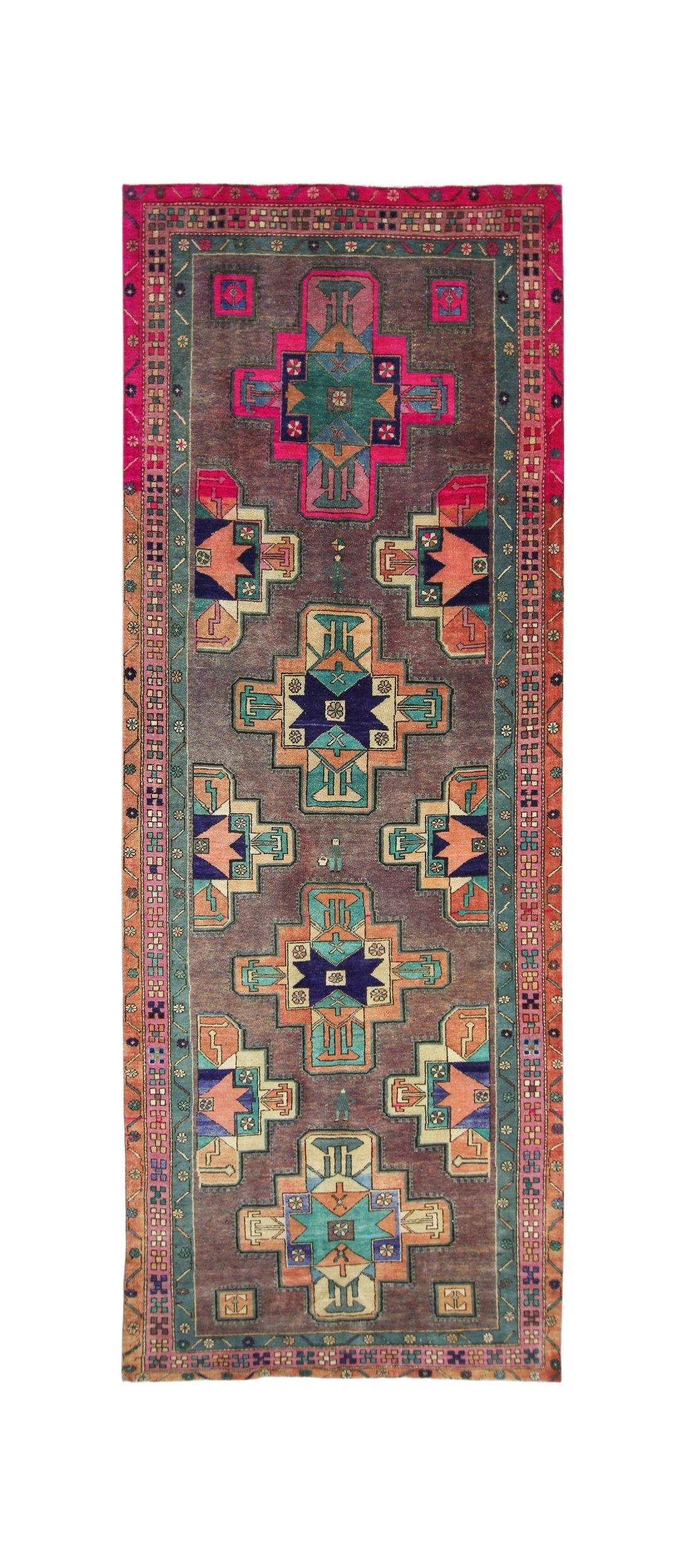 Handmade Vintage Persian Hallway Runner | 328 x 119 cm | 10'9" x 3'11" - Najaf Rugs & Textile