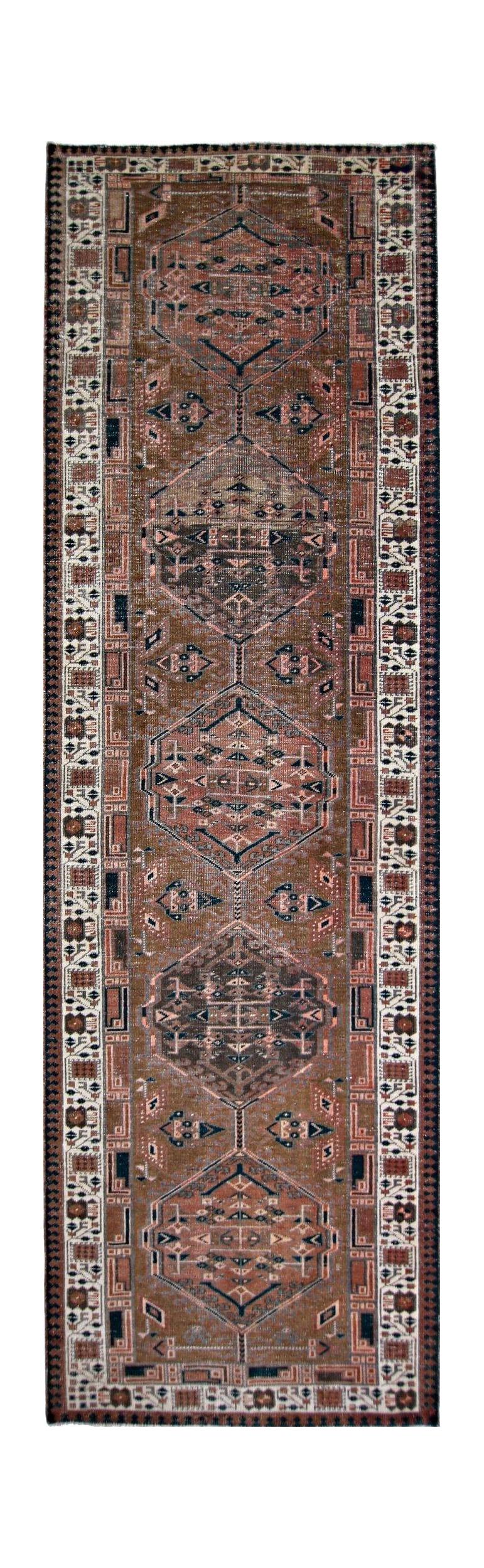 Handmade Vintage Persian Hallway Runner | 336 x 104 cm | 11" x 3'5" - Najaf Rugs & Textile