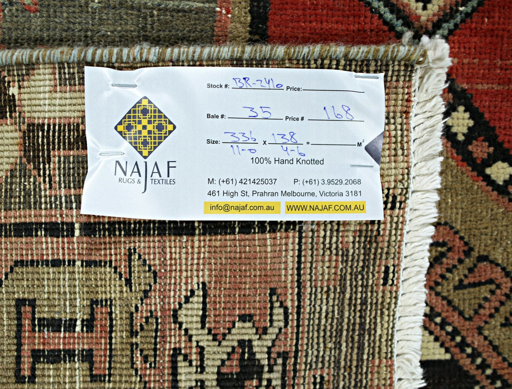Handmade Vintage Persian Hallway Runner | 336 x 138 cm | 11' x 4'6" - Najaf Rugs & Textile