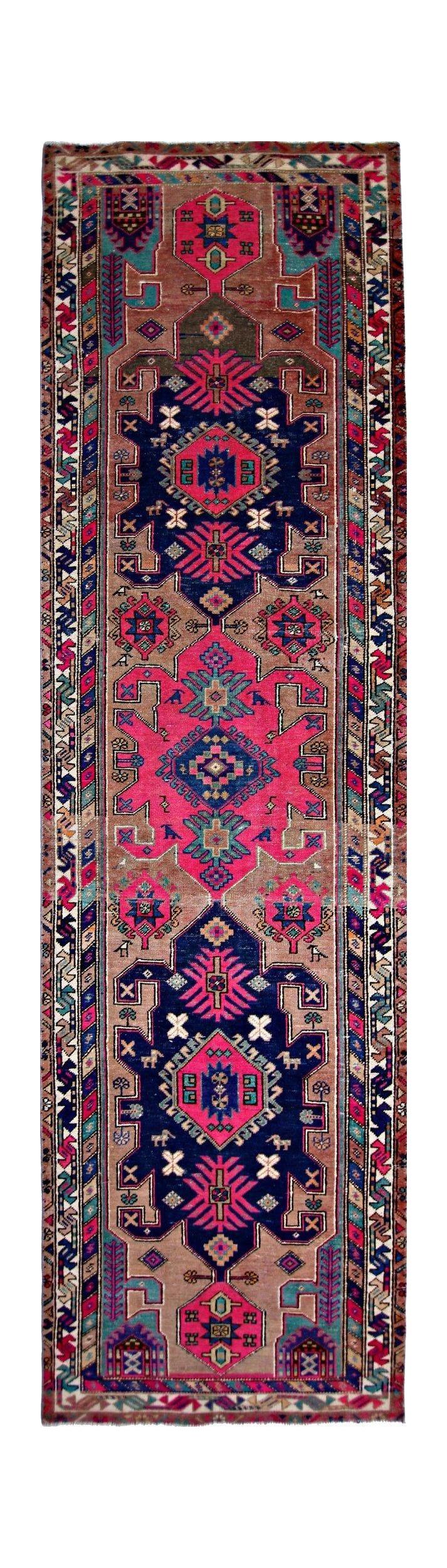 Handmade Vintage Persian Hallway Runner | 336 x 95 cm | 11' x 3'1" - Najaf Rugs & Textile