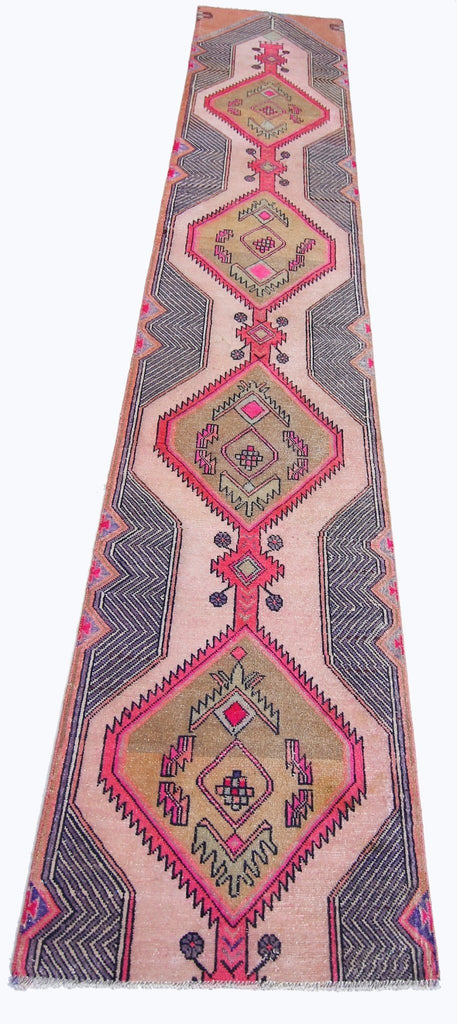 Handmade Vintage Persian Hallway Runner | 339 x 60 cm | 11'1" x 1'11" - Najaf Rugs & Textile