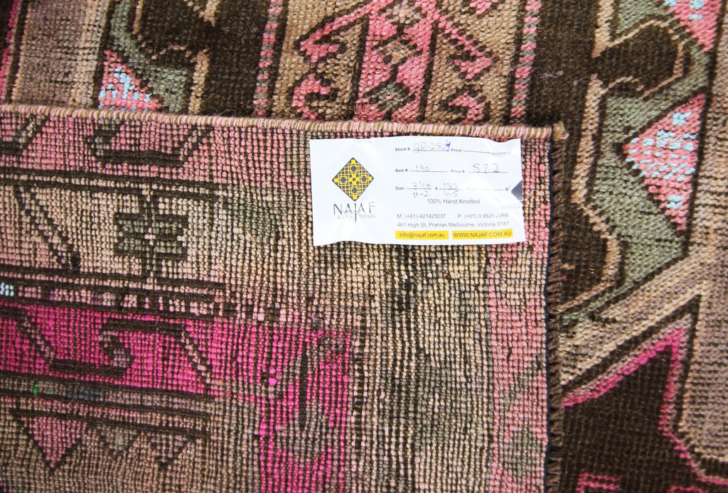 Handmade Vintage Persian Hallway Runner | 340 x 133 cm | 11'2" x 4'5" - Najaf Rugs & Textile