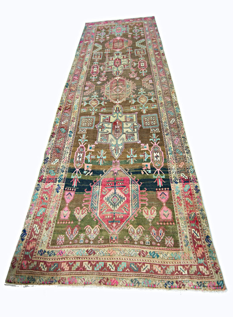 Handmade Vintage Persian Hallway Runner | 346 x 131 cm | 11'4" x 4'3" - Najaf Rugs & Textile