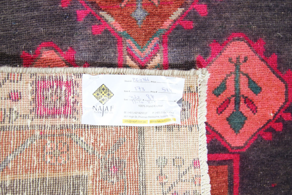 Handmade Vintage Persian Hallway Runner | 362 x 84 cm | 11'10" x 2'1" - Najaf Rugs & Textile