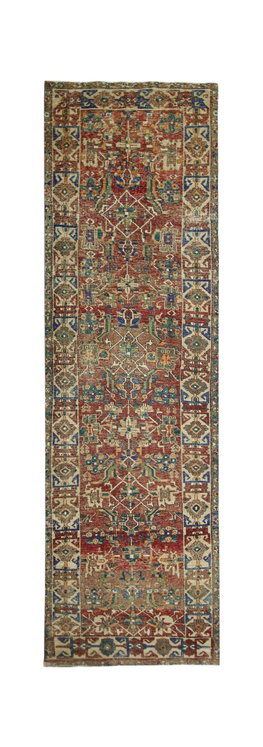 Handmade Vintage Persian Hallway Runner | 367 x 111 cm | 12' x 3'2" - Najaf Rugs & Textile