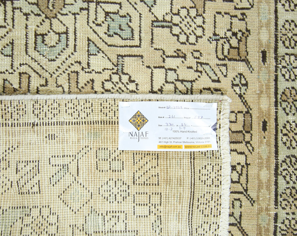 Handmade Vintage Persian Hallway Runner | 370 x 84 cm | 12'2" x 2'9" - Najaf Rugs & Textile