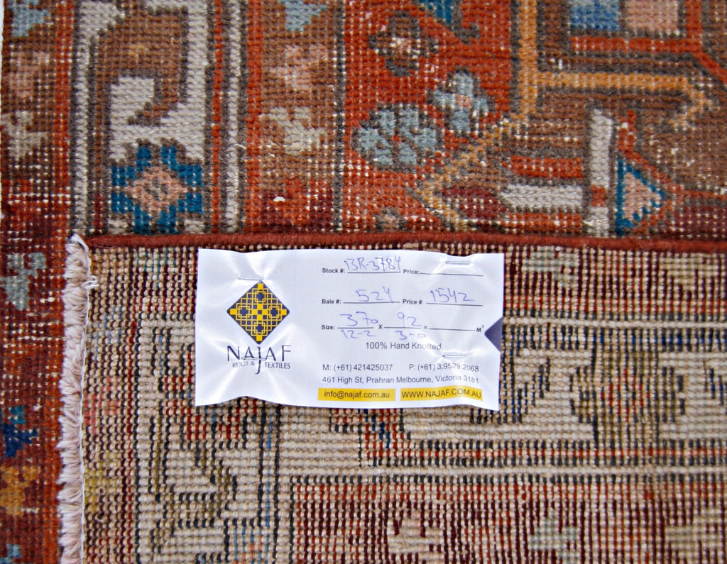 Handmade Vintage Persian Hallway Runner | 370 x 92 cm | 12'2" x 3' - Najaf Rugs & Textile