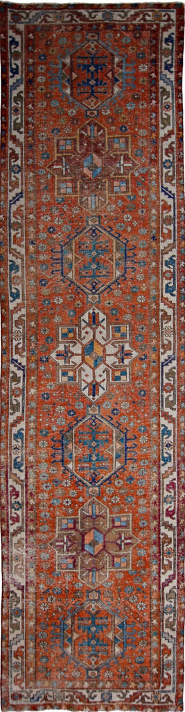 Handmade Vintage Persian Hallway Runner | 370 x 92 cm | 12'2" x 3' - Najaf Rugs & Textile