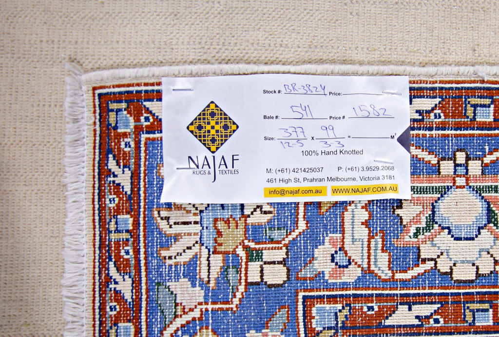 Handmade Vintage Persian Hallway Runner | 377 x 99 cm | 12'5" x 3'3" - Najaf Rugs & Textile