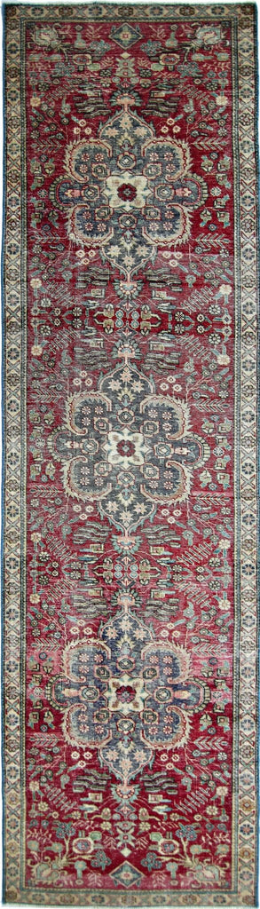 Handmade Vintage Persian Hallway Runner | 380 x 94 cm | 12'5" x 3'1" - Najaf Rugs & Textile