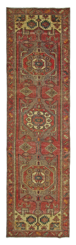 Handmade Vintage Persian Hallway Runner | 383 x 96 cm | 12'7" x 3'2" - Najaf Rugs & Textile