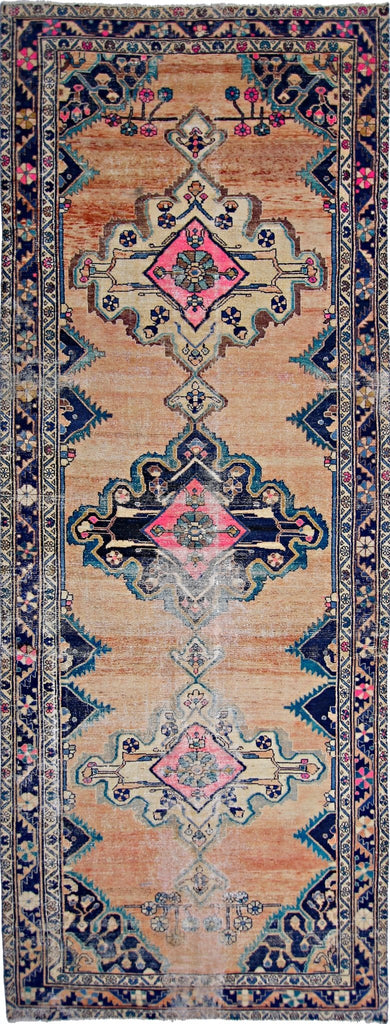 Handmade Vintage Persian Hallway Runner | 388 x 146 cm | 12'9" x 4'9" - Najaf Rugs & Textile