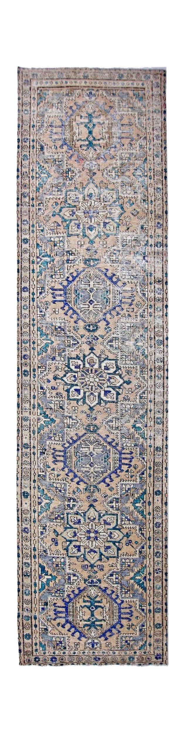 Handmade Vintage Persian Hallway Runner | 409 x 100 cm | 13'5" x 3'3" - Najaf Rugs & Textile