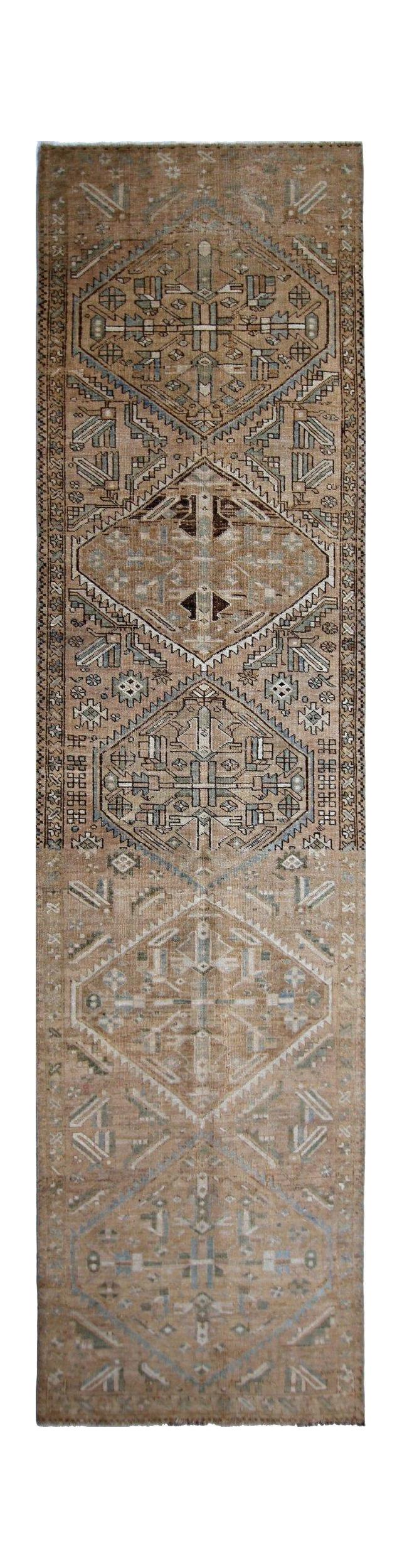 Handmade Vintage Persian Hallway Runner | 409 x 103 cm | 13'5" x 3'5" - Najaf Rugs & Textile