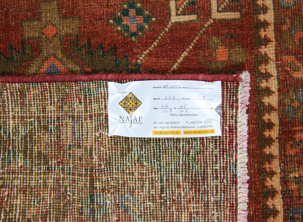 Handmade Vintage Persian Hallway Runner | 414 x 105 cm | 13'7" x 3'5" - Najaf Rugs & Textile