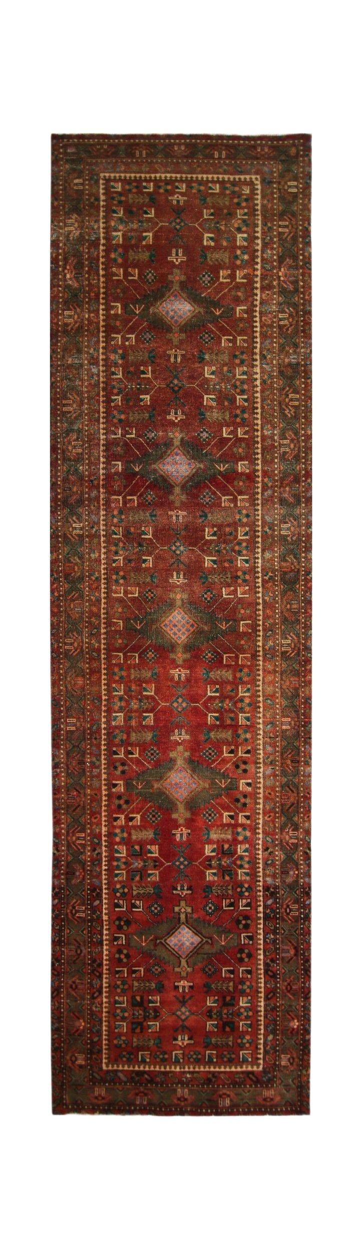 Handmade Vintage Persian Hallway Runner | 414 x 105 cm | 13'7" x 3'5" - Najaf Rugs & Textile