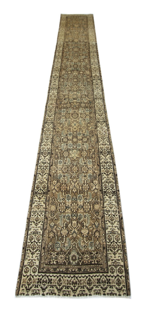 Handmade Vintage Persian Hallway Runner | 415 x 79 cm | 13'7" x 2'7" - Najaf Rugs & Textile