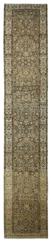 Handmade Vintage Persian Hallway Runner | 415 x 79 cm | 13'7" x 2'7" - Najaf Rugs & Textile