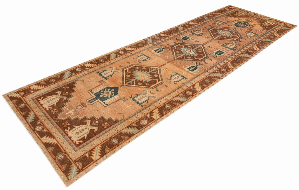 Handmade Vintage Persian Hallway Runner | 418 x 108 cm | 13'9" x 3'6" - Najaf Rugs & Textile