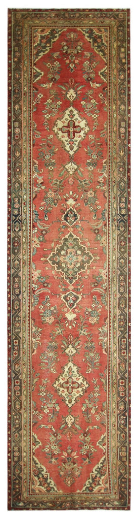 Handmade Vintage Persian Hallway Runner | 421 x 107 cm | 13'9" x 3'6" - Najaf Rugs & Textile
