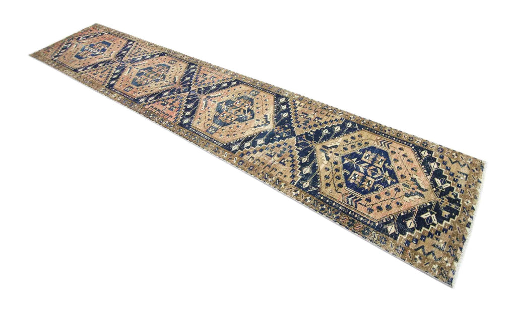 Handmade Vintage Persian Hallway Runner | 439 x 81 cm | 14'5" x 2'8" - Najaf Rugs & Textile