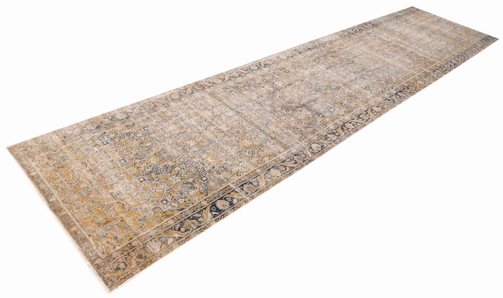 Handmade Vintage Persian Hallway Runner | 462 x 109 cm | 15'2" x 3'7" - Najaf Rugs & Textile