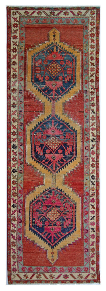 Handmade Vintage Persian Hamadan Hallway Runner | 279 x 87 cm | 9'1" x 2'10" - Najaf Rugs & Textile
