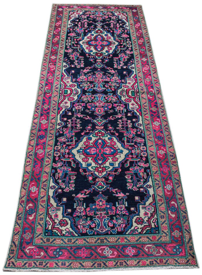 Handmade Vintage Persian Hamadan Hallway Runner | 288 x 99 cm | 9'6" x 3'3" - Najaf Rugs & Textile