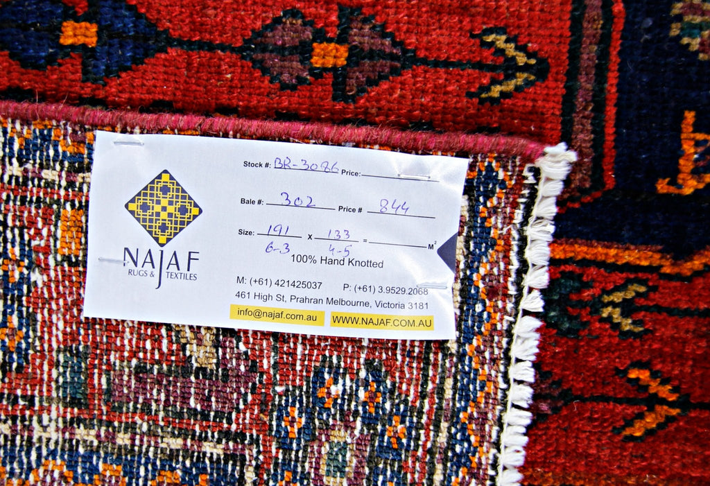 Handmade Vintage Persian Hamadan Rug | 191 x 133 cm | 6'3" x 4'5" - Najaf Rugs & Textile