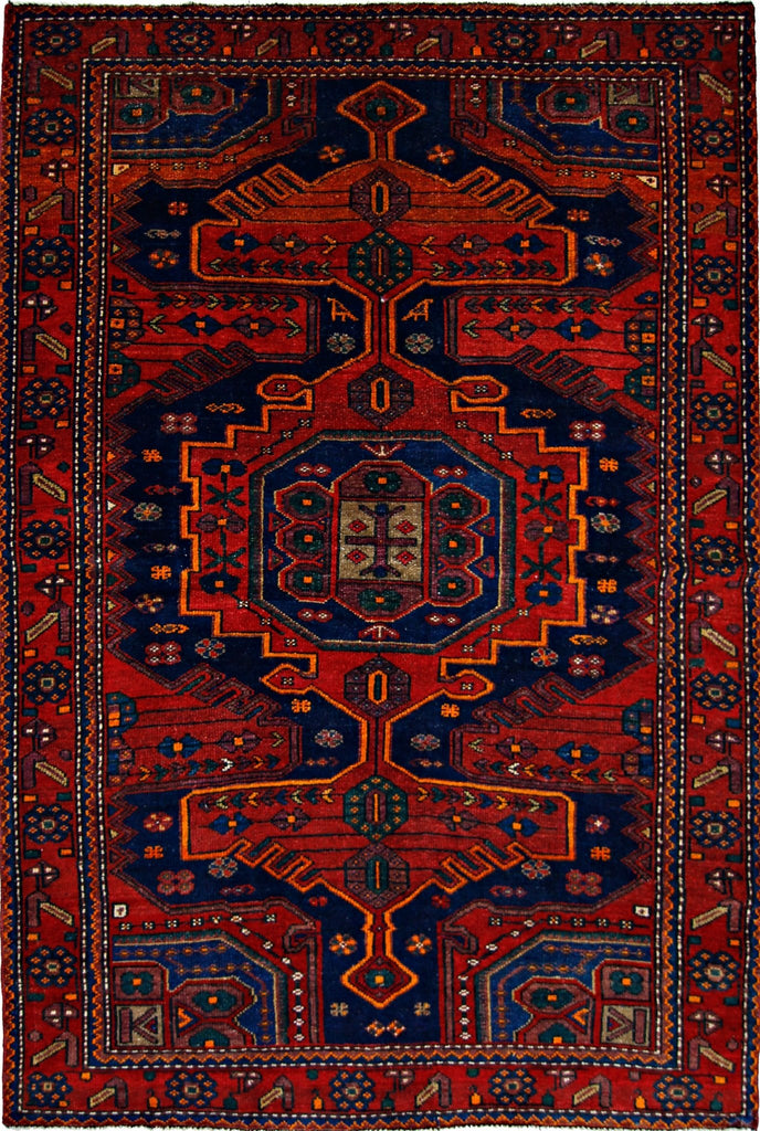 Handmade Vintage Persian Hamadan Rug | 191 x 133 cm | 6'3" x 4'5" - Najaf Rugs & Textile