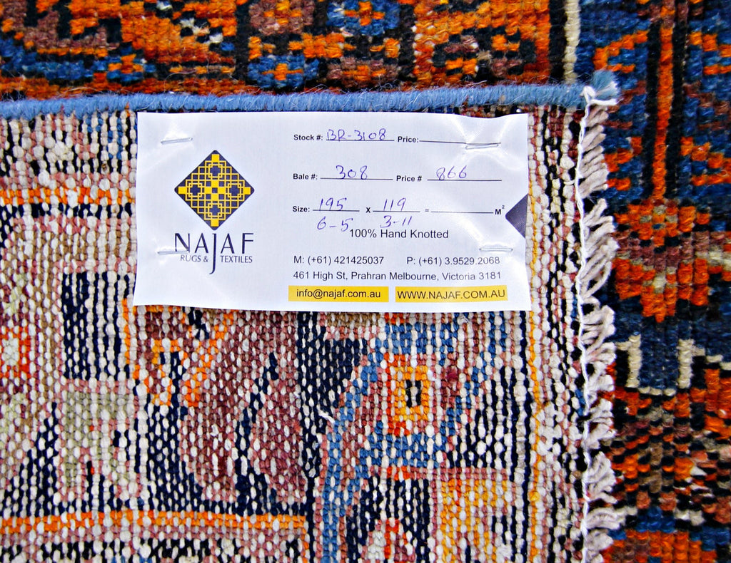 Handmade Vintage Persian Hamadan Rug | 195 x 119 cm | 6'5" x 3'11" - Najaf Rugs & Textile
