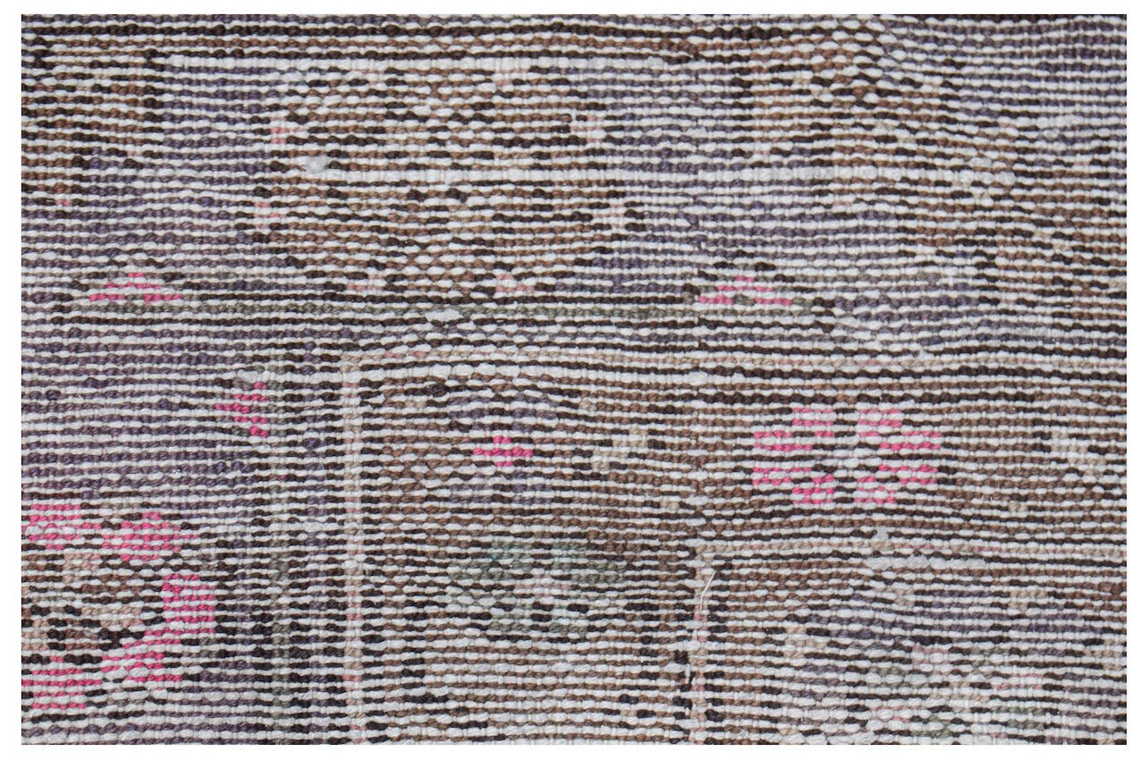 Vintage Persian Hamadan rug with a striped pattern and pink floral accents.