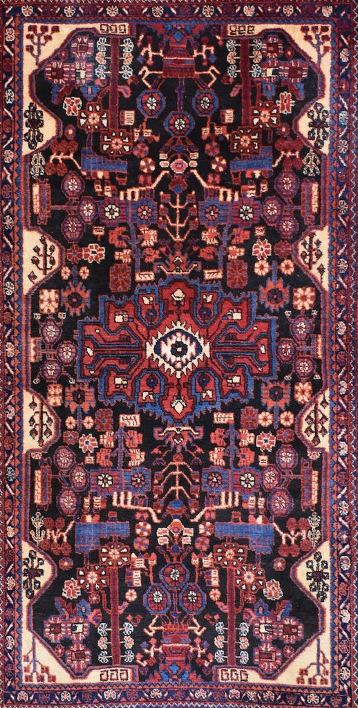Handmade Vintage Persian Hamadan Rug | 293 x 168 cm | 9'6" x 5'5" - Najaf Rugs & Textile