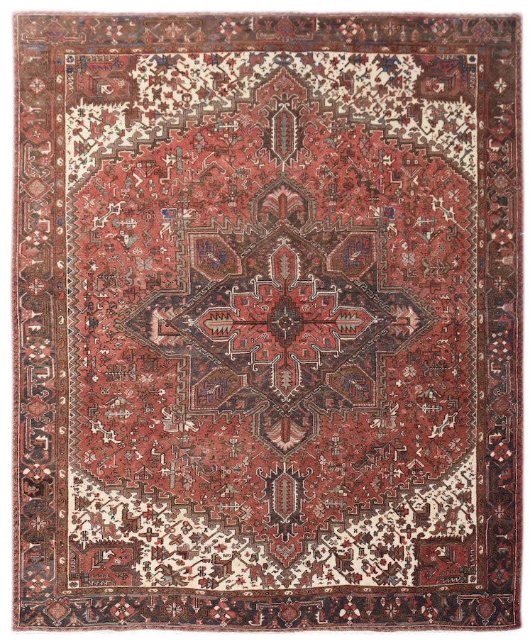 Handmade Vintage Persian Heriz Rug | 327 x 267 cm | 10'9" x 8'9" - Najaf Rugs & Textile