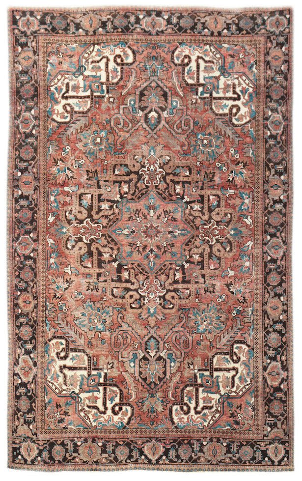 Handmade Vintage Persian Heriz Rug | 343 x 218 cm | 11'3" x 7' - Najaf Rugs & Textile