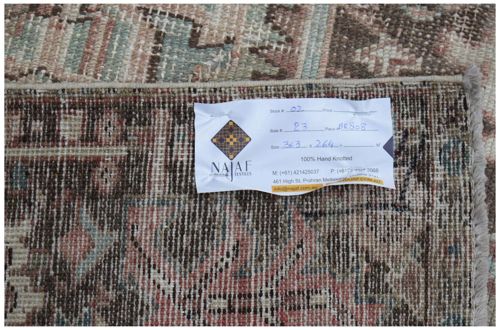 Handmade Vintage Persian Heriz Rug | 363 x 264 cm | 11'11" x 8'8" - Najaf Rugs & Textile